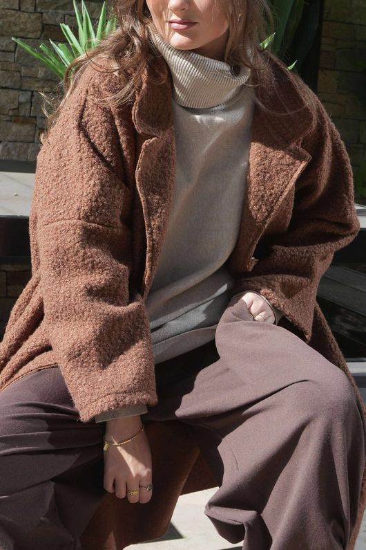  Boucle Single Breasted Coatigan Conker -